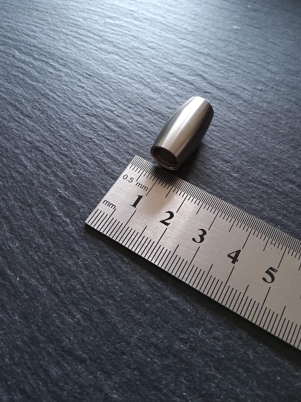 1 or 5 Bright Stainless Steel 14x8mm Magnetic Barrel Clasp Set for 4.5mm Cord (5mm Holes) - ContentedCatz