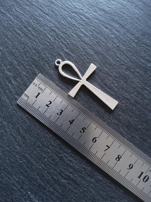 4 or 20 Ankh Pendants Large Plain Silver Tone Alloy Ancient Egyptian 54x28mm