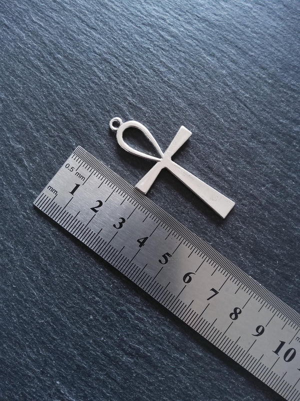 4 or 20 Ankh Pendants Large Plain Silver Tone Alloy Ancient Egyptian 54x28mm