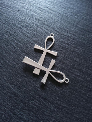 4 or 20 Ankh Pendants Large Plain Silver Tone Alloy Ancient Egyptian 54x28mm