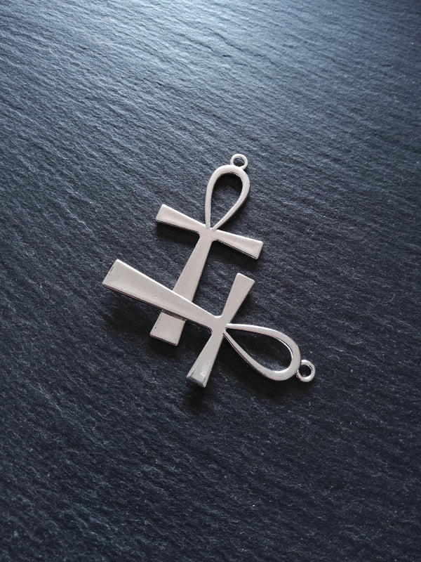 4 or 20 Ankh Pendants Large Plain Silver Tone Alloy Ancient Egyptian 54x28mm