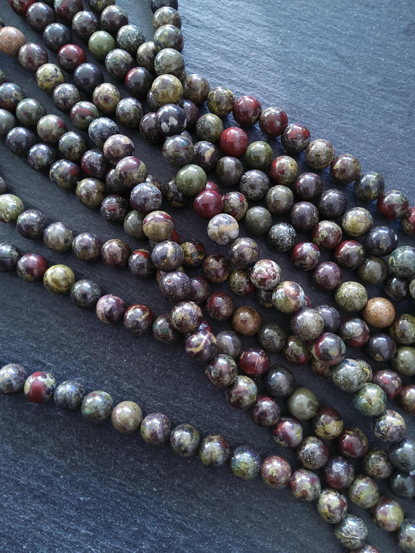 8.6mm Natural Dragons Blood Jasper Undyed Round Beads Full 15 inch Strand Hole: 1mm