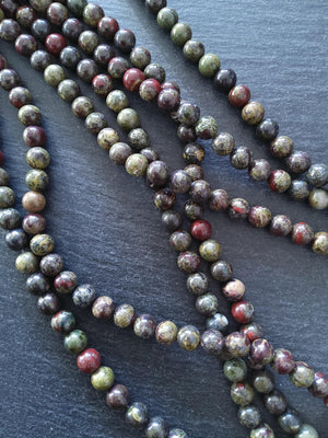 8.6mm Natural Dragons Blood Jasper Undyed Round Beads Full 15 inch Strand Hole: 1mm
