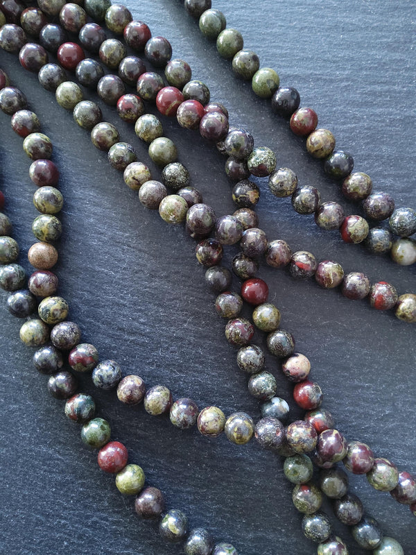 8.6mm Natural Dragons Blood Jasper Undyed Round Beads Full 15 inch Strand Hole: 1mm