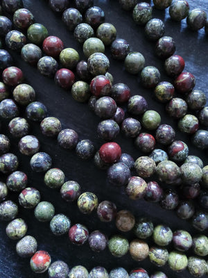8.6mm Natural Dragons Blood Jasper Undyed Round Beads Full 15 inch Strand Hole: 1mm