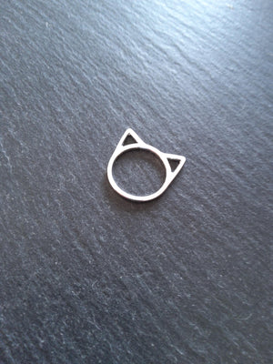 10 or 50 Silver Plated Cat Face Head Connector Charms 21x20mm - ContentedCatz