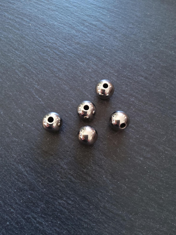 2 or 10 Stainless Steel 12mm Solid Round Spacer Beads Non-Tarnish Hole: 2mm