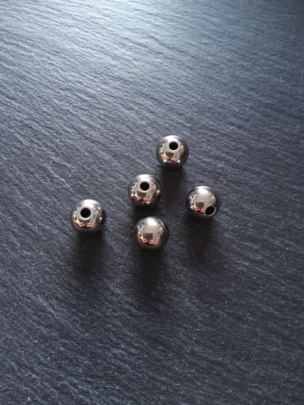 2 or 10 Stainless Steel 12mm Solid Round Spacer Beads Non-Tarnish Hole: 2mm