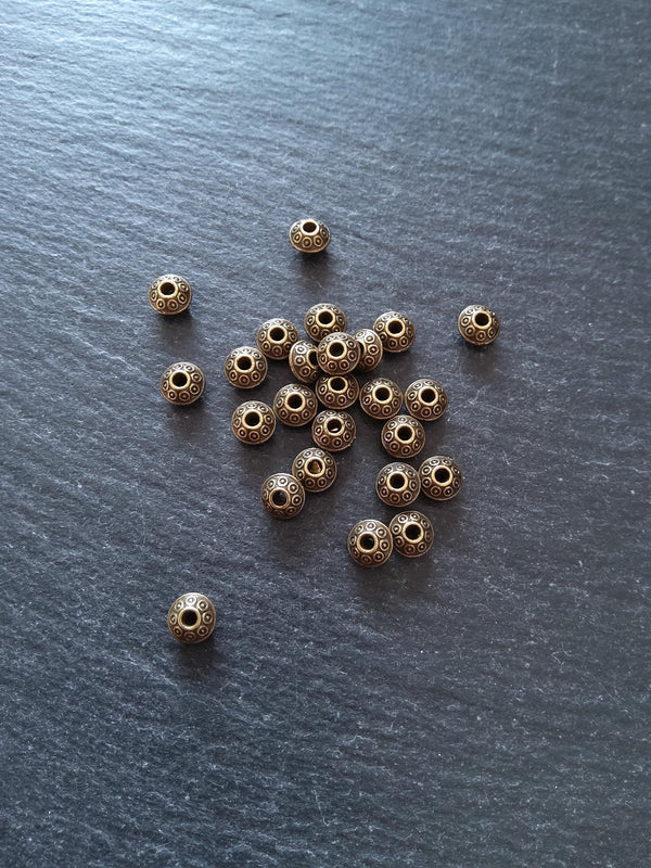 20 or 100 Antique Bronze Tone 6mm Flying Saucer Shaped Bicone Spacer Beads 6x4mm Hole: 1.5mm
