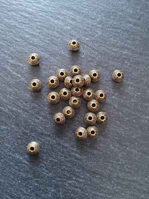 20 or 100 Antique Bronze Tone 6mm Flying Saucer Shaped Bicone Spacer Beads 6x4mm Hole: 1.5mm