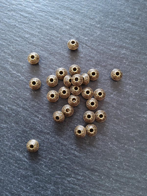 20 or 100 Antique Bronze Tone 6mm Flying Saucer Shaped Bicone Spacer Beads 6x4mm Hole: 1.5mm
