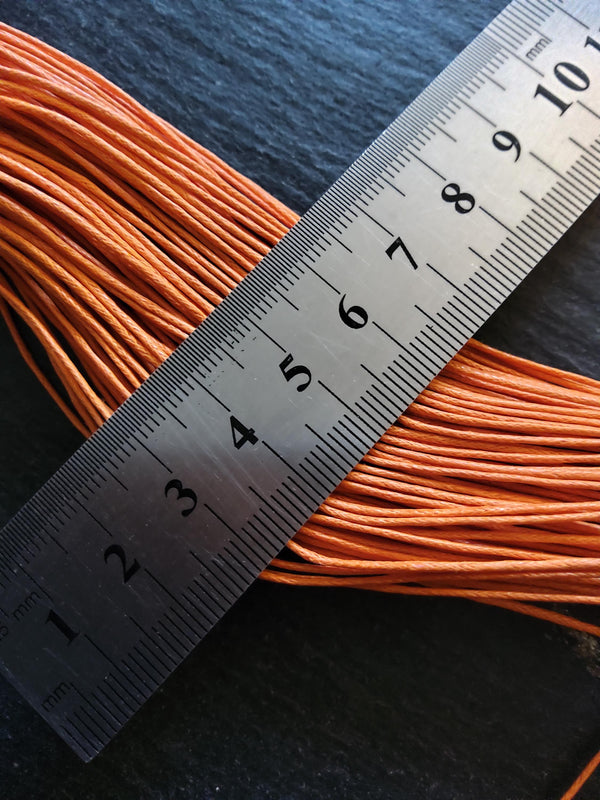 Waxed 0.7mm Cotton Cord in Burnt Orange 70 Metre Pack