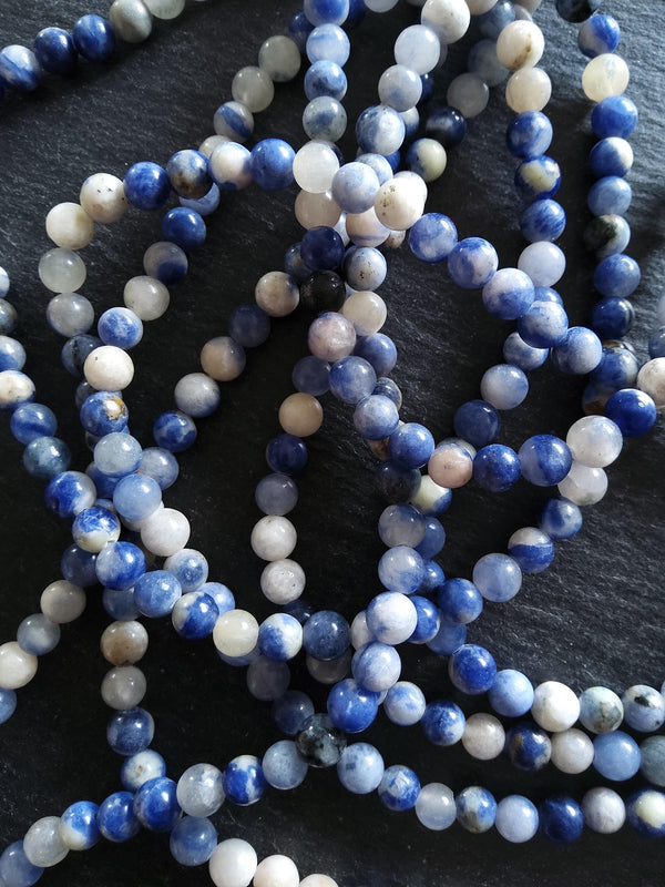 6mm Natural Sodalite Undyed Gemstone Beads Full 15 inch Strand *IMPERFECT*