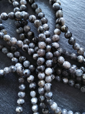 6.5mm Larvikite Natural Undyed Gemstone Beads Full 15 inch Strand *IMPERFECT*