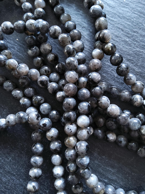 6.5mm Larvikite Natural Undyed Gemstone Beads Full 15 inch Strand *IMPERFECT*