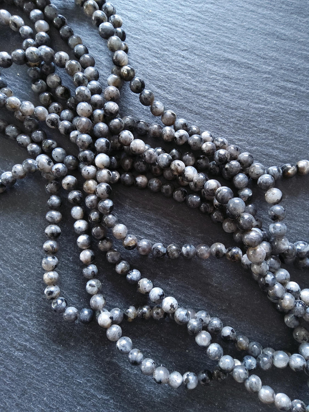6.5mm Larvikite Natural Undyed Gemstone Beads Full 15 inch Strand *IMPERFECT*