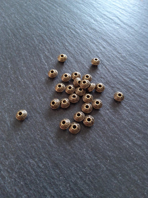 20 or 100 Antique Bronze Tone 6mm Flying Saucer Shaped Bicone Spacer Beads 6x4mm Hole: 1.5mm