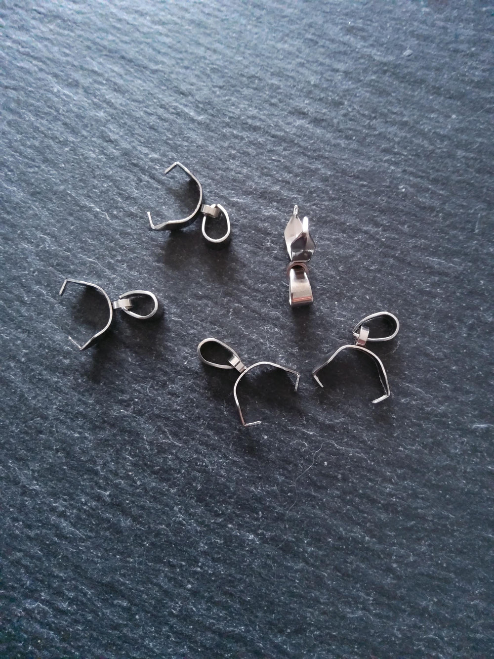 4 or 20 Stainless Steel Ice Pick Pinch Bails for Pendants 11x11.5x4mm