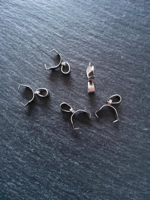 4 or 20 Stainless Steel Ice Pick Pinch Bails for Pendants 11x11.5x4mm