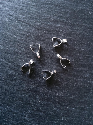 2 or 10 Bright Silver Stainless Steel Ice Pick Pinch Bails for Pendants 9x2.5mm