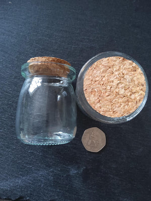 1 or 5 Large Clear Glass Jars with Cork Stopper 100ml (3.38 fl.oz) Size: 55x70mm