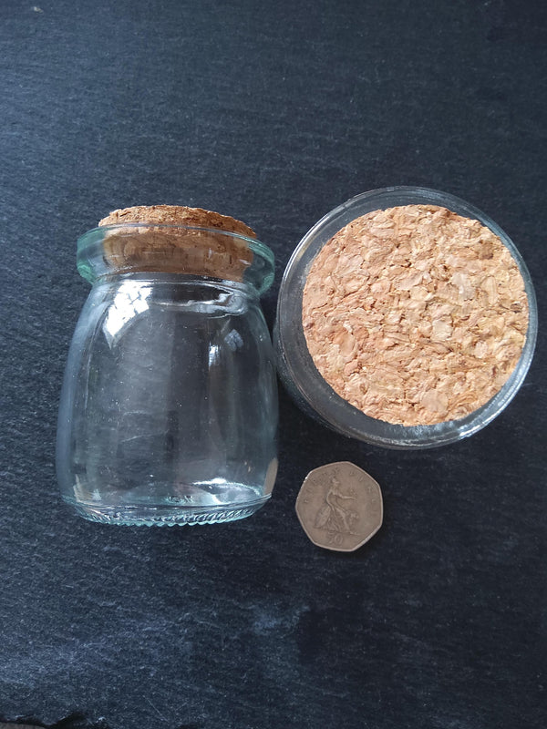 1 or 5 Large Clear Glass Jars with Cork Stopper 100ml (3.38 fl.oz) Size: 55x70mm