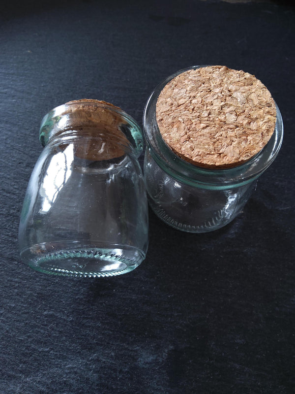 1 or 5 Large Clear Glass Jars with Cork Stopper 100ml (3.38 fl.oz) Size: 55x70mm