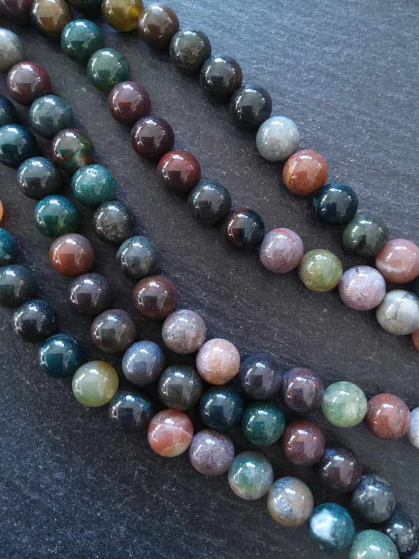 8.5mm Indian Agate Natural Undyed Round Gemstone Beads Full 15.7 inch Strand