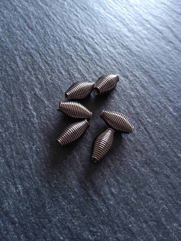 20 Gunmetal Tone 7mm Bicone Wire Spring Spacer Beads 12x7mm Hole: 2.7mm - ContentedCatz