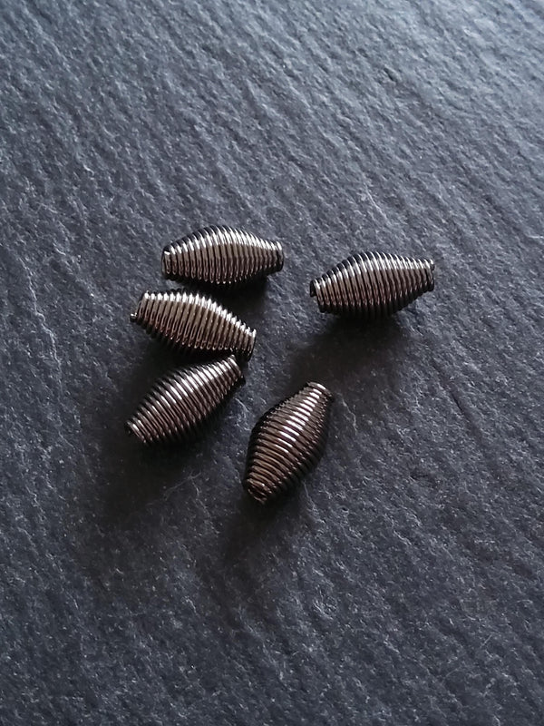20 Gunmetal Tone 7mm Bicone Wire Spring Spacer Beads 12x7mm Hole: 2.7mm - ContentedCatz