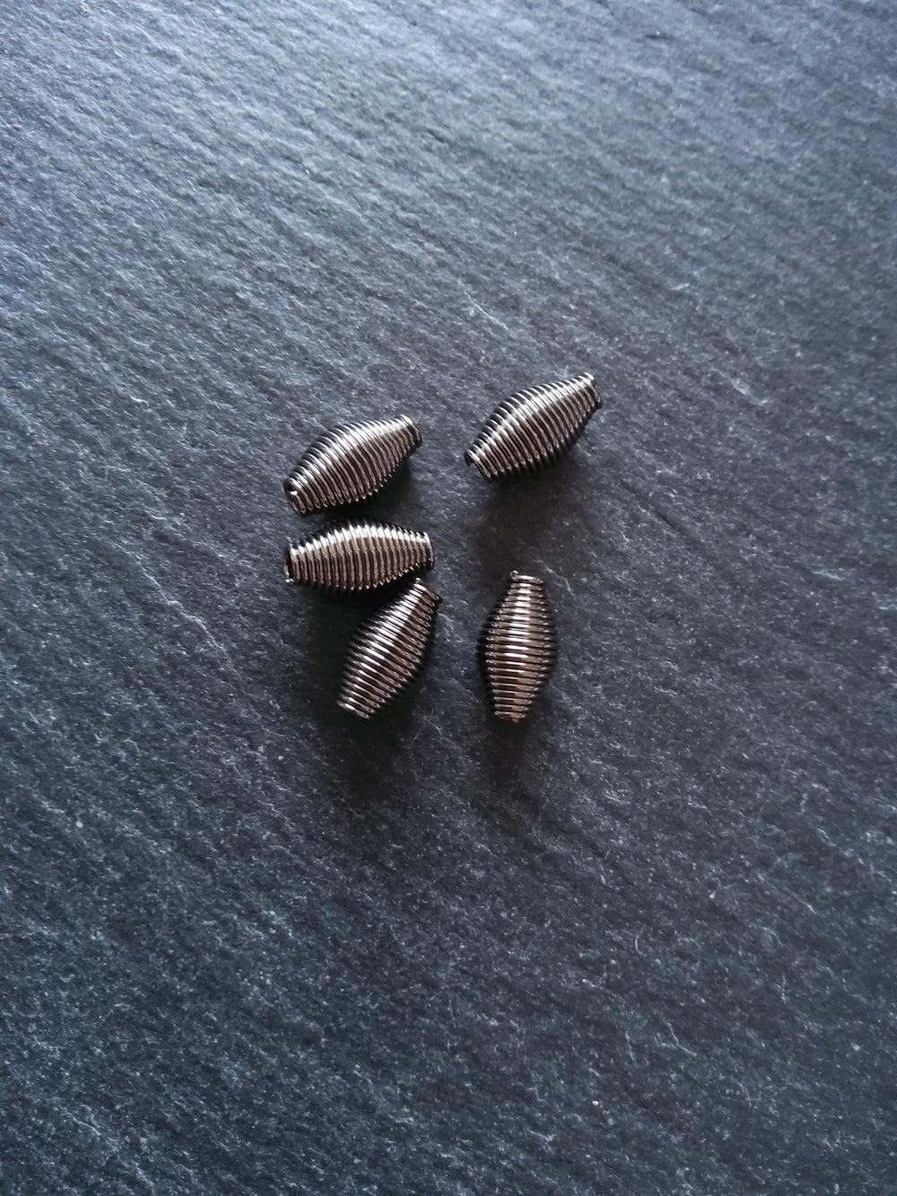 20 Gunmetal Tone 7mm Bicone Wire Spring Spacer Beads 12x7mm Hole: 2.7mm - ContentedCatz