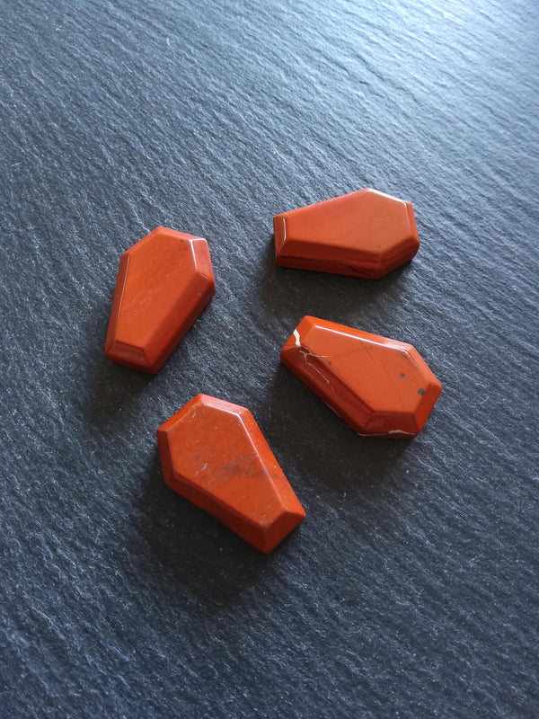 Natural Red Jasper Coffin Shaped Stone 37x20x12.5mm - ContentedCatz
