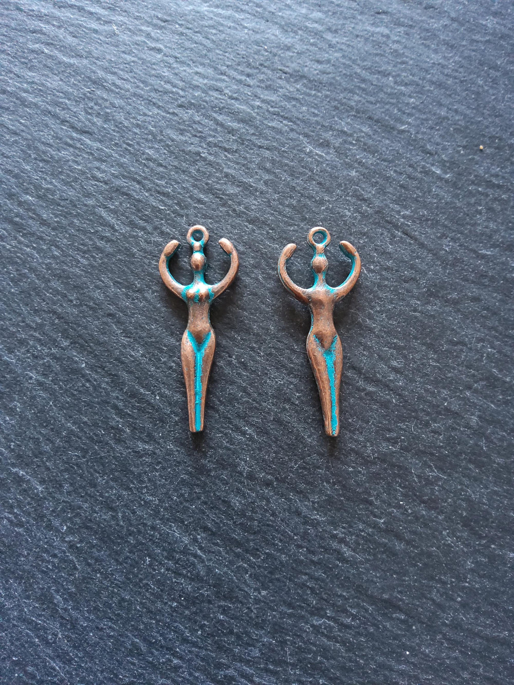 4 or 20 Antique Copper Tone Alloy Goddess Charms 38x15x4mm