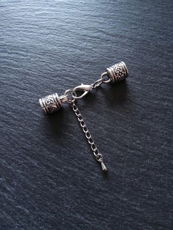 Antique Silver Tone Patterned Alloy End Cap Sets for 7mm to 7.5mm Cord (7.7mm caps) - ContentedCatz