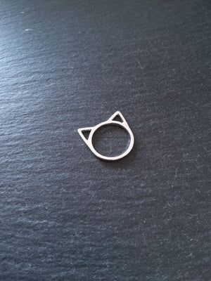10 or 50 Silver Plated Cat Face Head Connector Charms 21x20mm - ContentedCatz