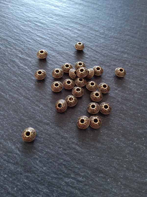 20 or 100 Antique Bronze Tone 6mm Flying Saucer Shaped Bicone Spacer Beads 6x4mm Hole: 1.5mm