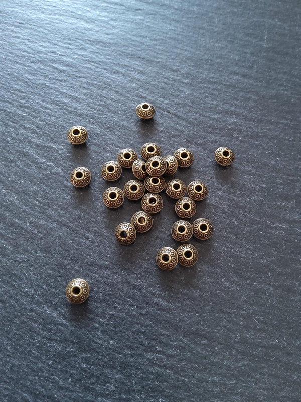 20 or 100 Antique Bronze Tone 6mm Flying Saucer Shaped Bicone Spacer Beads 6x4mm Hole: 1.5mm