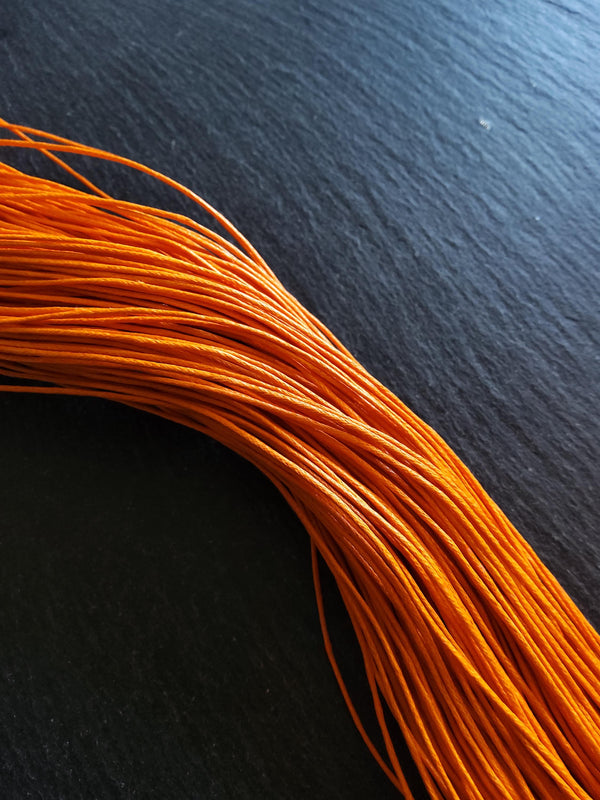Waxed 0.7mm Cotton Cord in Burnt Orange 70 Metre Pack