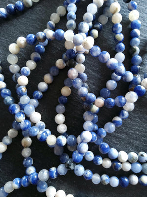 6mm Natural Sodalite Undyed Gemstone Beads Full 15 inch Strand *IMPERFECT*