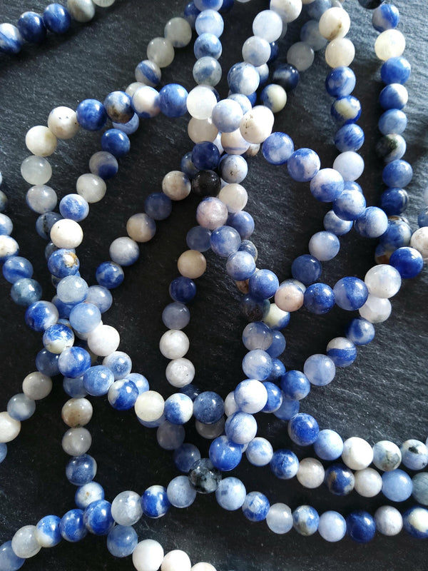 6mm Natural Sodalite Undyed Gemstone Beads Full 15 inch Strand *IMPERFECT*