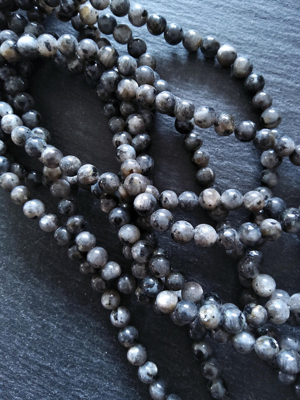 6.5mm Larvikite Natural Undyed Gemstone Beads Full 15 inch Strand *IMPERFECT*