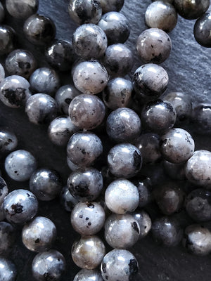 6.5mm Larvikite Natural Undyed Gemstone Beads Full 15 inch Strand *IMPERFECT*