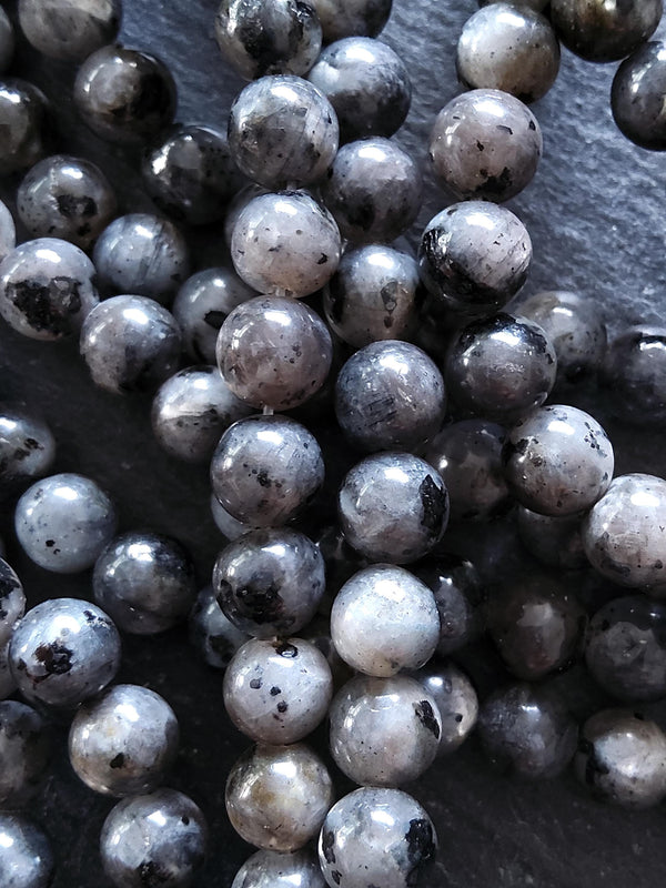 6.5mm Larvikite Natural Undyed Gemstone Beads Full 15 inch Strand *IMPERFECT*