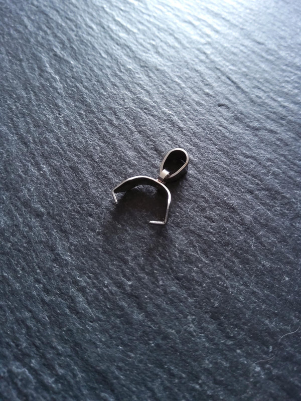 4 or 20 Stainless Steel Ice Pick Pinch Bails for Pendants 11x11.5x4mm
