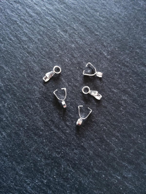 2 or 10 Bright Silver Stainless Steel Ice Pick Pinch Bails for Pendants 9x2.5mm