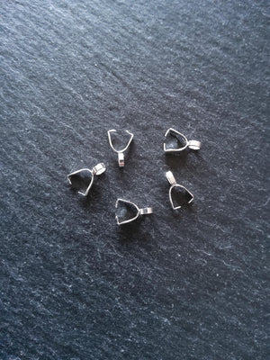 2 or 10 Bright Silver Stainless Steel Ice Pick Pinch Bails for Pendants 9x2.5mm
