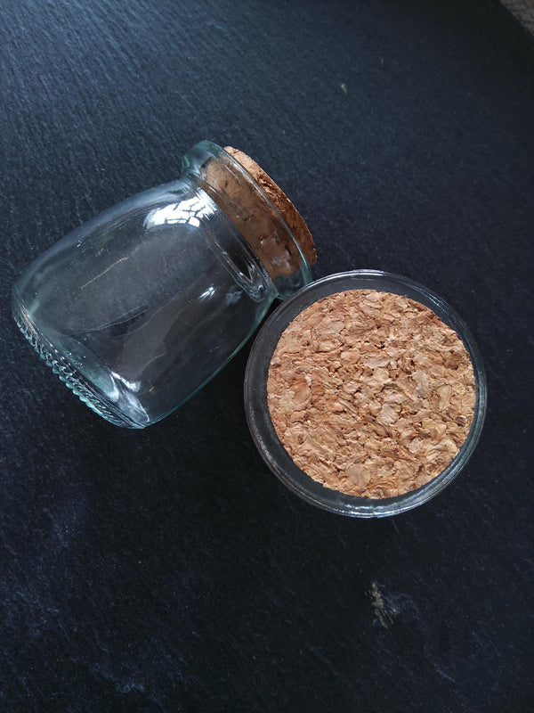 1 or 5 Large Clear Glass Jars with Cork Stopper 100ml (3.38 fl.oz) Size: 55x70mm