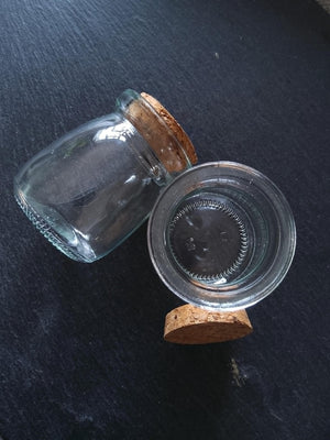 1 or 5 Large Clear Glass Jars with Cork Stopper 100ml (3.38 fl.oz) Size: 55x70mm
