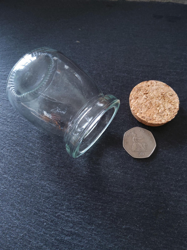 1 or 5 Large Clear Glass Jars with Cork Stopper 100ml (3.38 fl.oz) Size: 55x70mm