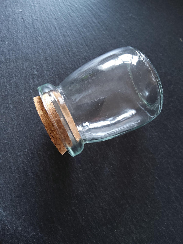 1 or 5 Large Clear Glass Jars with Cork Stopper 100ml (3.38 fl.oz) Size: 55x70mm